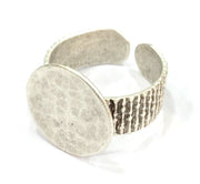 Adjustable Ring Blank, (15mm blank ) Antique Silver Plated Brass G5014