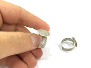 Adjustable Ring Blank, (15mm blank ) Antique Silver Plated Brass G5014