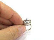 Adjustable Ring Blank, (12mm blank ) Antique Silver Plated Brass G5015