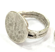 Adjustable Ring Blank, (15mm blank ) Antique Silver Plated Brass G5017