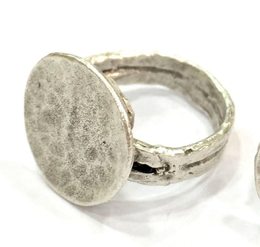 Adjustable Ring Blank, (15mm blank ) Antique Silver Plated Brass G5017