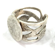 Adjustable Ring Blank, (15mm blank ) Antique Silver Plated Brass G5020