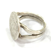 Adjustable Ring Blank, (15mm blank ) Antique Silver Plated Brass G5021