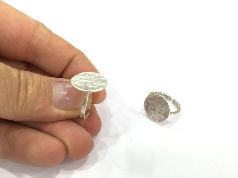 Adjustable Ring Blank, (15mm blank ) Antique Silver Plated Brass G5022