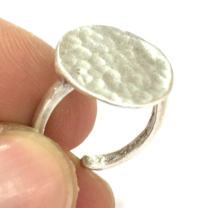 Adjustable Ring Blank, (15mm blank ) Antique Silver Plated Brass G5022