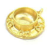 Gold Pendant Blank Base Setting Necklace Blank Mountings Gold Plated Brass (16 mm blank) G5024