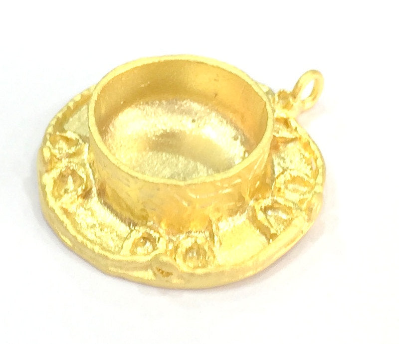 Gold Pendant Blank Base Setting Necklace Blank Mountings Gold Plated Brass (16 mm blank) G5024