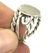 Adjustable Ring Blank, (15mm blank ) Antique Silver Plated Brass G5025