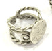Adjustable Ring Blank, (15mm blank ) Antique Silver Plated Brass G5025