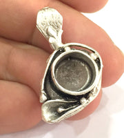 Antique Silver Plated Brass  Mountings , Blanks ( 10 mm blank) G5029