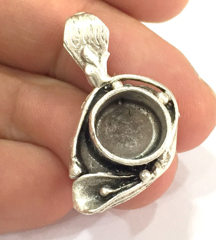 Antique Silver Plated Brass  Mountings , Blanks ( 10 mm blank) G5029