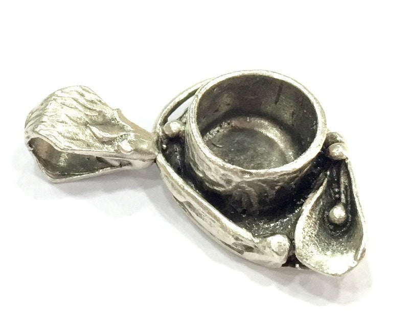 Antique Silver Plated Brass  Mountings , Blanks ( 10 mm blank) G5029