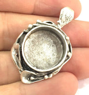 Antique Silver Plated Brass  Mountings , Blanks ( 20 mm blank) G5031