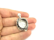 Antique Silver Plated Brass  Mountings , Blanks ( 20 mm blank) G5031