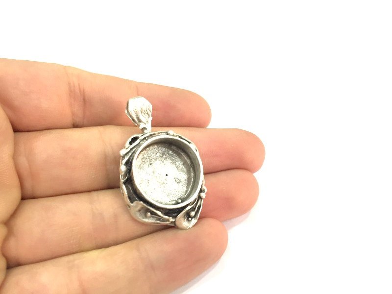 Antique Silver Plated Brass  Mountings , Blanks ( 20 mm blank) G5031
