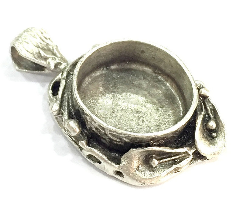 Antique Silver Plated Brass  Mountings , Blanks ( 20 mm blank) G5031