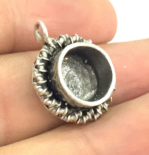 Antique Silver Plated Brass  Mountings , Blanks ( 10 mm blank) G5035
