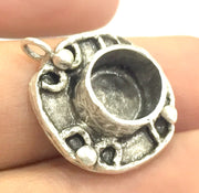 Antique Silver Plated Brass  Mountings , Blanks ( 10 mm blank) G5037