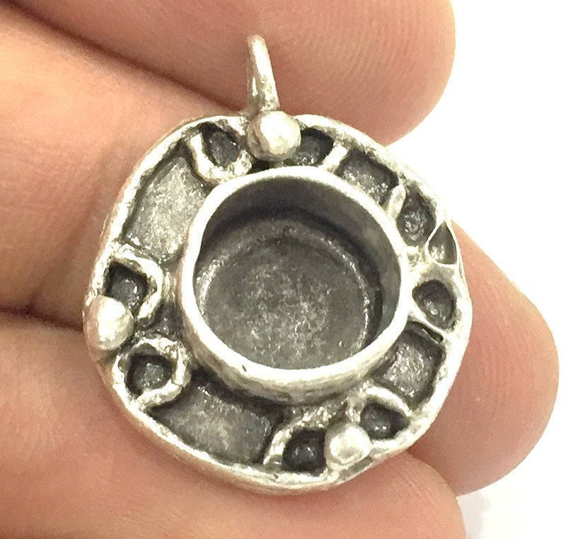 Antique Silver Plated Brass  Mountings , Blanks ( 10 mm blank) G5037