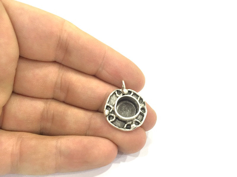 Antique Silver Plated Brass  Mountings , Blanks ( 10 mm blank) G5037
