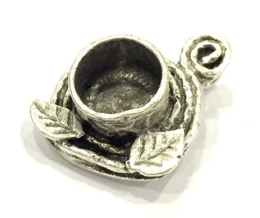 Antique Silver Plated Brass  Mountings , Blanks ( 10 mm blank) G5040
