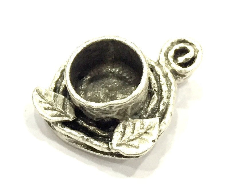 Antique Silver Plated Brass  Mountings , Blanks ( 10 mm blank) G5040