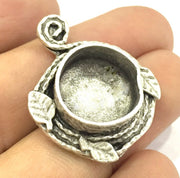 Antique Silver Plated Brass  Mountings , Blanks ( 16 mm blank) G5041