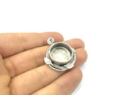 Antique Silver Plated Brass  Mountings , Blanks ( 20 mm blank) G5042