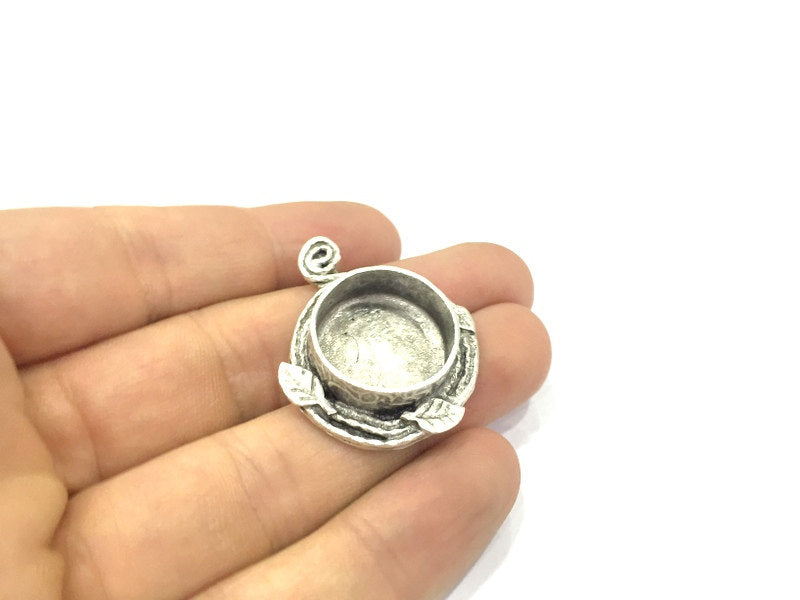 Antique Silver Plated Brass  Mountings , Blanks ( 20 mm blank) G5042