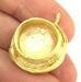 Gold Pendant Blank Base Setting Necklace Blank Mountings Gold Plated Brass    (16 mm blank) G5045
