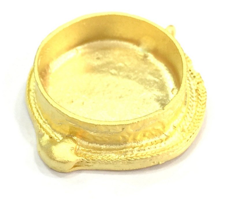 Gold Pendant Blank Base Setting Necklace Blank Mountings Gold Plated Brass   (25 mm blank) G5047