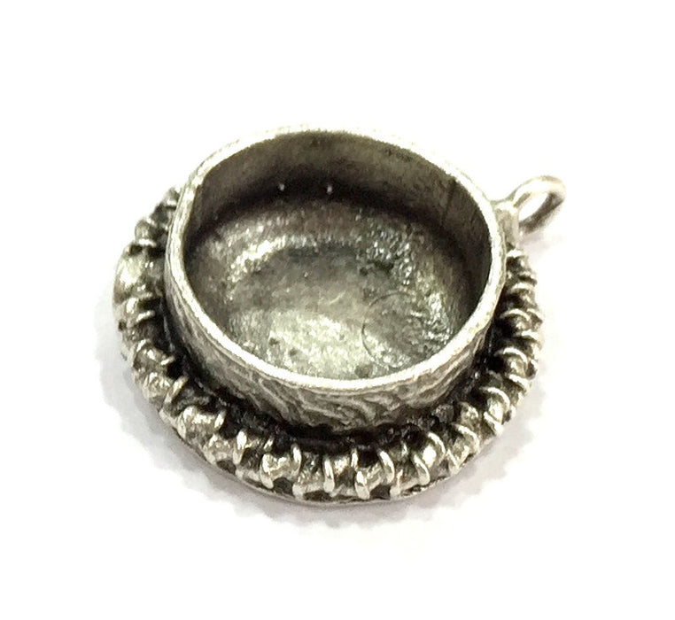 Silver Pendant Blank Base Setting Necklace Blank Mountings Antique Silver Plated Brass  (16 mm blank) G4985