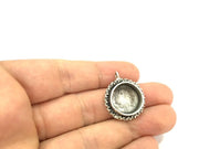 Silver Pendant Blank Base Setting Necklace Blank Mountings Antique Silver Plated Brass  (16 mm blank) G4985