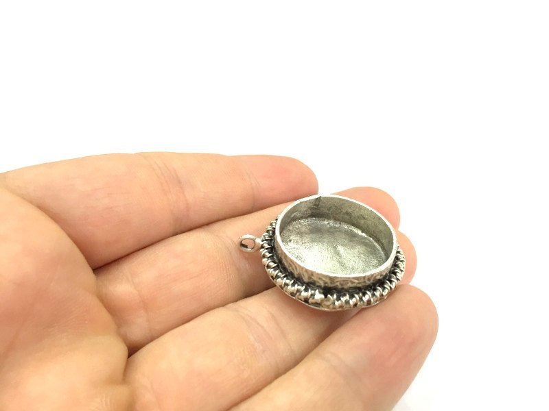 Antique Silver Plated Brass  Mountings , Blanks (25 mm blank) G4987