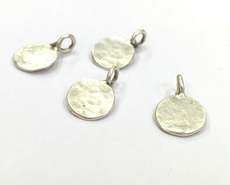 4 Pcs  Antique Silver Plated Brass  Charms 10mm  G4996