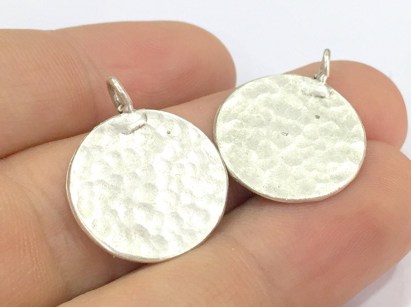 2 Pcs  Antique Silver Plated Brass  Charms 20mm  G4998