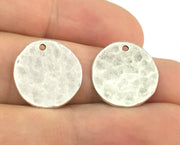 10 Silver Charm Coin Antique Silver Plated Brass  Charms 16mm    G13364