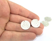 4 Stamp Charms Antique Silver Plated Brass Charms  20mm  G5003