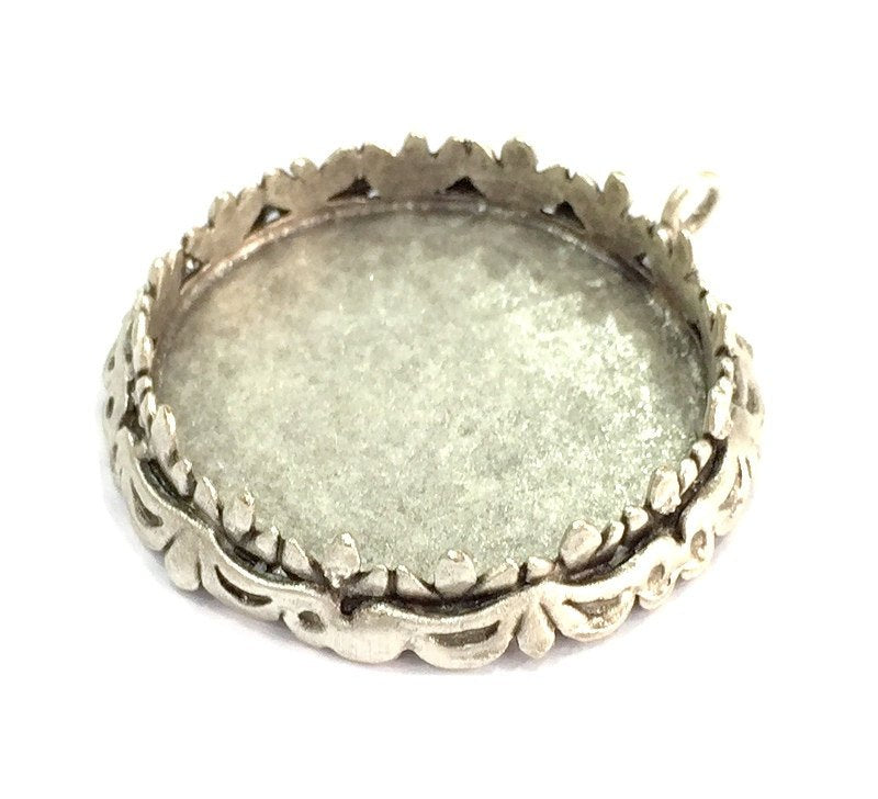 Antique Silver Plated Brass  Mountings , Blanks (30 mm blank) G5012