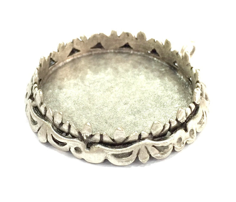 Antique Silver Plated Brass  Mountings , Blanks (30 mm blank) G5012
