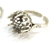 Adjustable Ring Blank, (12mm blank ) Antique Silver Plated Brass G5015