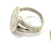 Adjustable Ring Blank, (15mm blank ) Antique Silver Plated Brass G5018