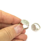 Adjustable Ring Blank, (15mm blank ) Antique Silver Plated Brass G5018