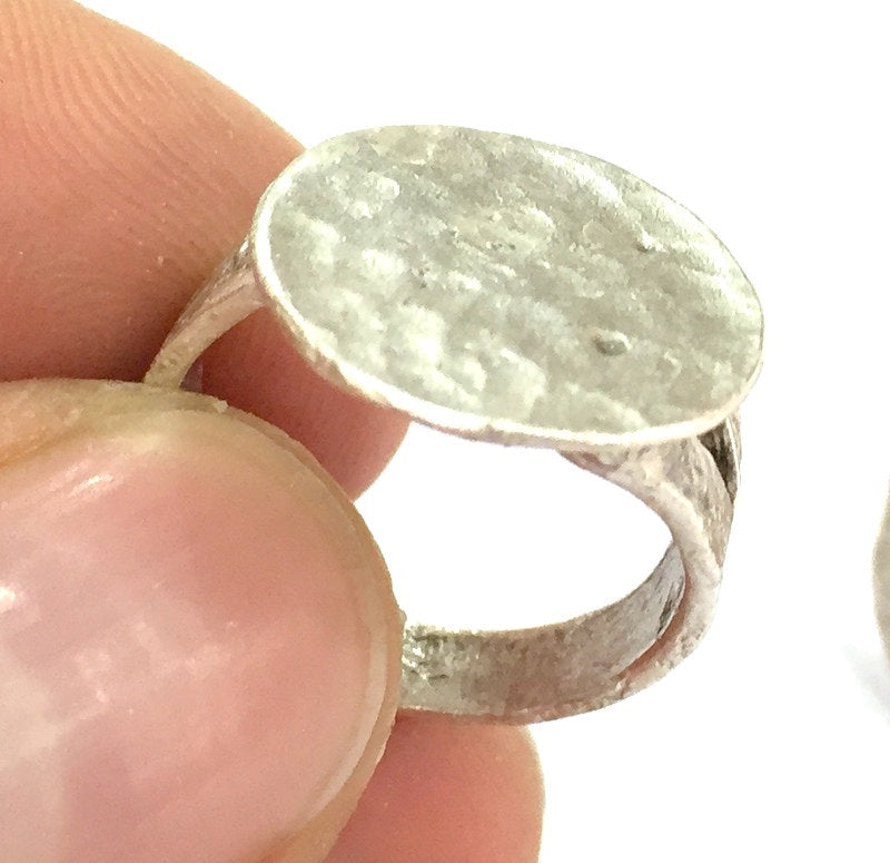 Adjustable Ring Blank, (15mm blank ) Antique Silver Plated Brass G5018