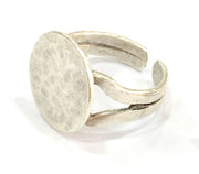 Adjustable Ring Blank, (15mm blank ) Antique Silver Plated Brass G5021