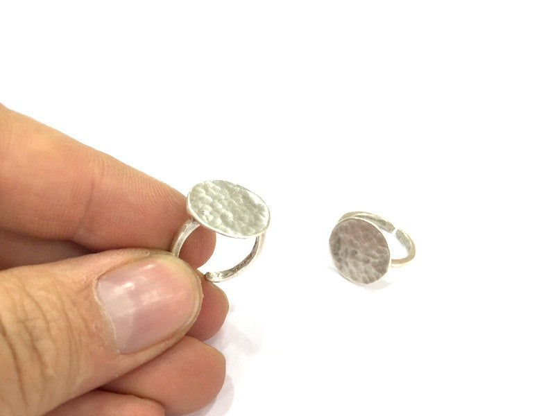 Adjustable Ring Blank, (15mm blank ) Antique Silver Plated Brass G5022