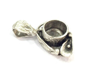 Antique Silver Plated Brass  Mountings , Blanks ( 10 mm blank) G5029