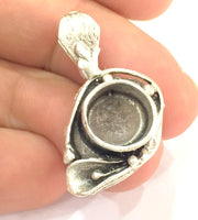 Antique Silver Plated Brass  Mountings , Blanks ( 10 mm blank) G5029