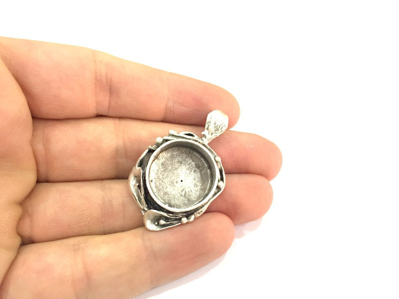 Antique Silver Plated Brass  Mountings , Blanks ( 20 mm blank) G5031