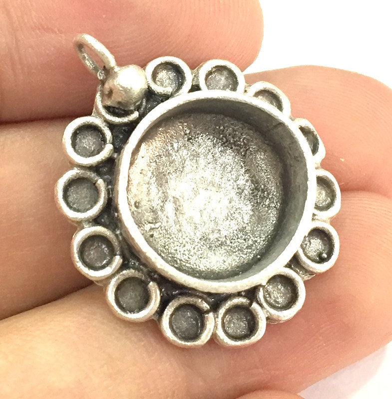 Antique Silver Plated Brass  Mountings , Blanks ( 16 mm blank) G5033